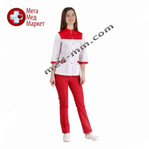 Медицинский костюм Амстердам белый/красный №1041